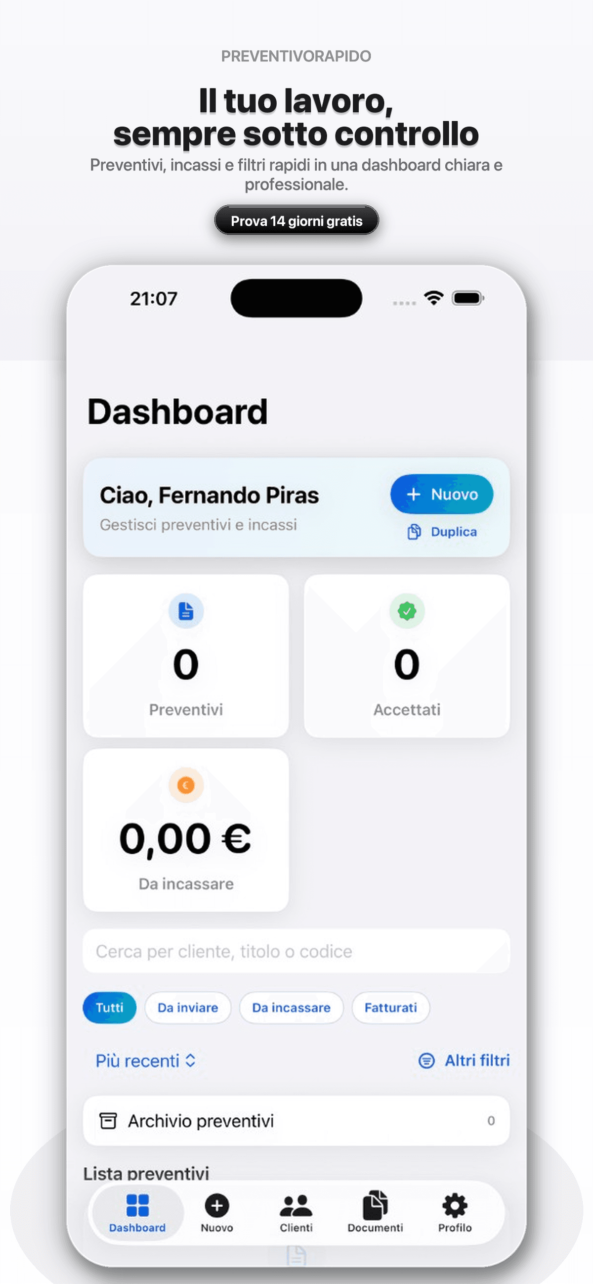 Screenshot di PreventivoRapido PRO
